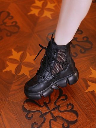 #真皮网纱马丁靴 #网靴女鞋 #网面短靴 真皮网纱马丁靴女夏季时尚百搭轻便透气软底网靴