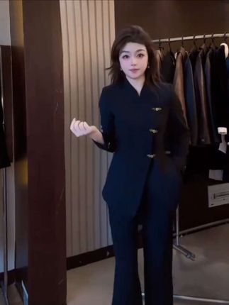 #新中式西装【两件套】【有里布】新中式西装套装女春秋设计感小众TX0164 #秋季新款 #西装套装 #两件套装 #西装穿搭