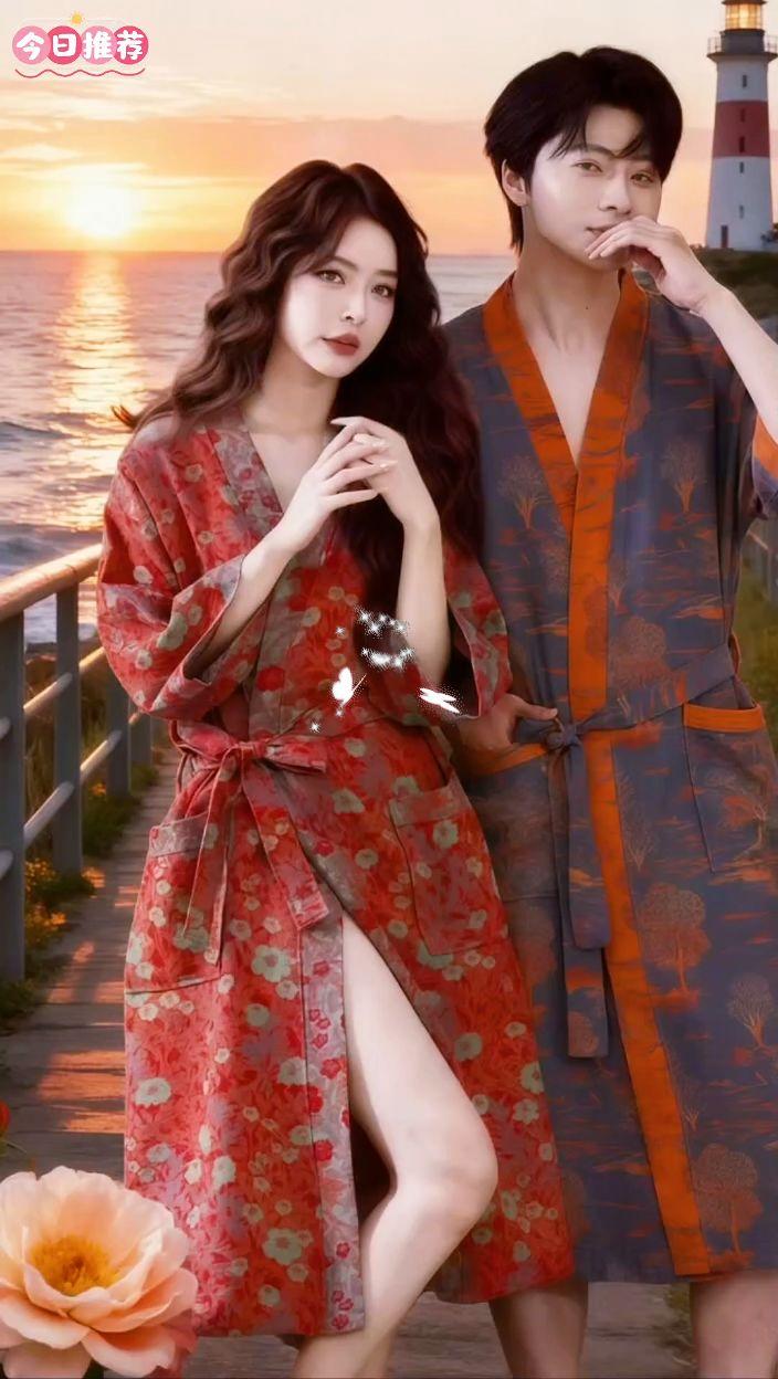 被问爆的情侣浴袍!春夏穿太舒服了 挖到宝了!这款纯棉纱布浴袍简直是为春夏量身定做的! 面料是双层纱布的,摸起来软乎乎像云朵,贴身穿巨亲肤。关键是透气性绝了,洗完澡穿上一点不闷汗,吸水还快,擦几下身上就半干了,不用裹着厚重浴巾等半天。 我和对象入了情侣款,颜色淡淡的很温柔,版型是宽松的,我这种微胖身材穿也完全不局促,大码姐妹放心冲。 现在我俩洗完澡就裹着它在沙发上追剧,在家也能穿得舒服又有仪式感,幸福感直接拉满~#这也太好看了 #超好看 #家居服套装 #情侣款睡袍 #纯棉睡袍