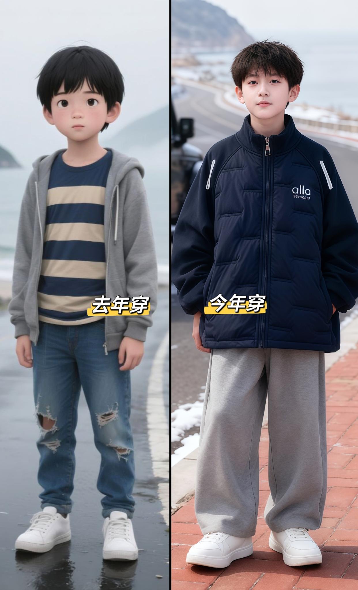 #秋季穿搭#上衣裤子穿搭公式来啦 #早秋黑白灰穿搭测评#秋季彩色系穿搭测评#男童外套