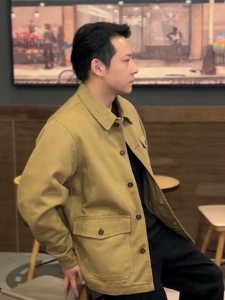 纯棉重磅复古宽松长袖中长款风衣外套秋季经典百搭#中长款风衣外套 #男士美容 #复古穿搭 #商务休闲 #时尚男装