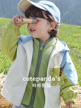🍂恐龙玩偶防水小外套🦖撞色拼接设计给宝宝一个彩色的秋天🥳J#高品质童装 #童装新款 #出游穿搭 #童装上新#宝藏童装店
