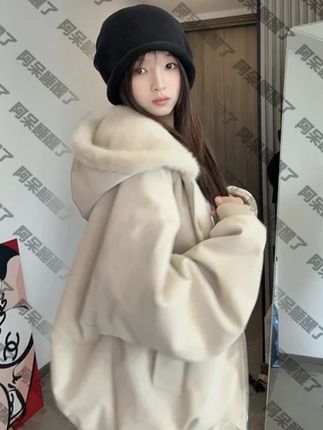 荔枝纹皮座山雕加绒夹棉连帽棉服男女冬季休闲保暖宽松外套潮#连帽棉服 #休闲棉服 #冬季棉服 #保暖棉服 #宽松棉服