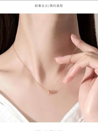 女款真金18K水贝彩金彩金通体黄金水贝18k金项链18k玫瑰金项链 #18k金项链 #18k金 #18k玫瑰金 #猫眼吊坠 #18k玫瑰金项链