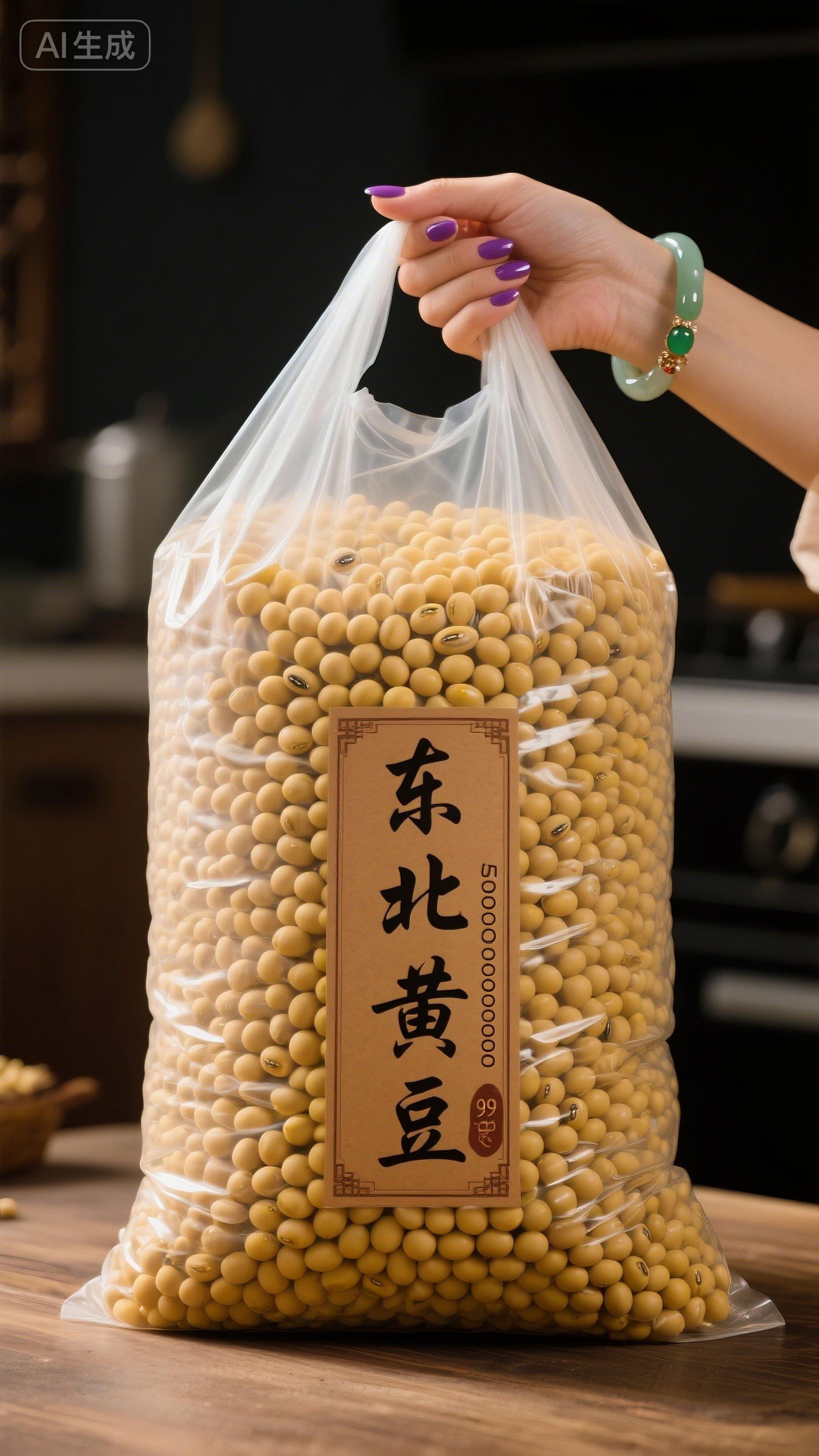 #圆滚滚的黄豆裹着浅黄外衣,饱满得仿佛要撑裂表皮,带