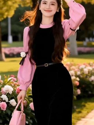 #长袖花朵拼色长款裙子#休闲穿搭#优雅气质#时尚减龄穿搭#强烈推荐@D0U十小助手 @巨量千川