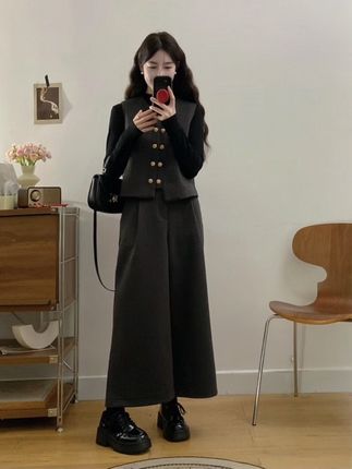 大码女装新款高级感显瘦休闲洋气打底衫+马甲+阔腿裤三件套装#减龄气质 #休闲三件套装 #轻熟风 #三件套穿搭 #大码女装
