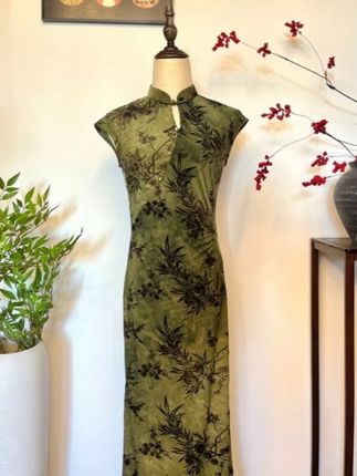 常规袖镂空新中式立领旗袍复古国风修身连衣裙 #时尚#显瘦#百搭#休闲#夏季