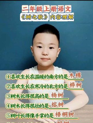 #二年级上册语文 第二单元第2课《树之歌》,背诵课文并试着这样提问,帮助孩子了解每种树木的特点#每日学习打卡 #小学语文 #日积月累