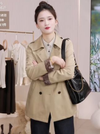 亦白【枫锦】25秋季新款女装简约百搭翻领双排扣收腰赫本风风衣外套#秋冬新款 #秋冬穿搭 #百搭风衣外套 #品质女装