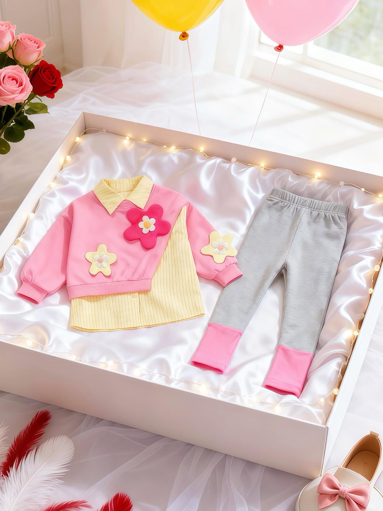 👧哇呀!2025新款女童春秋套装太绝啦💕洋气长袖搭配花朵打底裤,满满的少女心,女宝穿上就是时尚小潮人,超可爱超吸睛😎 #女童套装 #2025春秋新款 #洋气长袖 #花朵打底裤 #秋装两件套