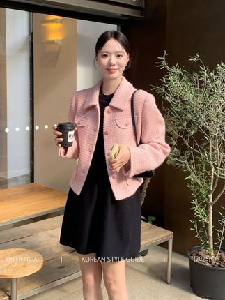 DH OFFICIAL 大花【樱花树下 pink】韩系温柔小香风编织短款外套#女神搭配 #小个子穿搭 #高级穿搭 #通勤搭配 #优雅气质