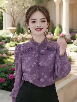 法式紫色衬衫,洋气减龄休闲显瘦长袖上衣#时尚女装 #时尚穿搭 #洋气减龄 #谁穿谁好看#穿出自己的风格