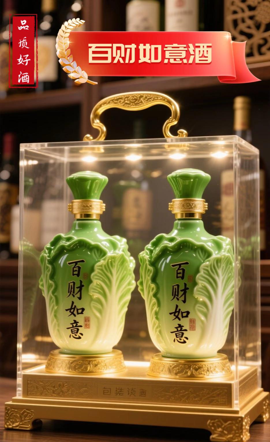 百财如意酒。百财如意收藏酒,2瓶装53度清香型白酒,喝完瓶子还可以当个摆件,寓意也如意#送礼佳品 #好酒推荐 #高档大气上档次 #白酒 #超便宜超划算