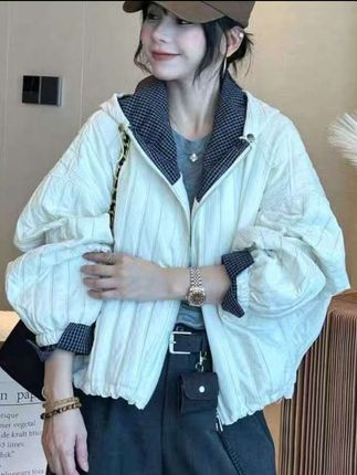 #大码欧货开衫薄棉外套女短款秋季2025新款宽松休闲夹克开衫棒球服#时尚穿搭#棒球服