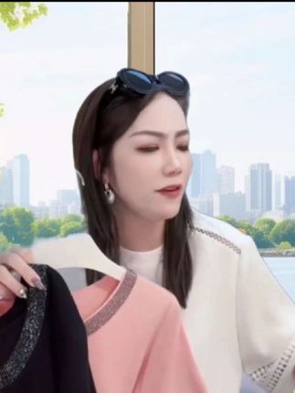 韩版百搭2025年春夏季显瘦烫钻圆领短袖气质休闲针织上衣H6-41