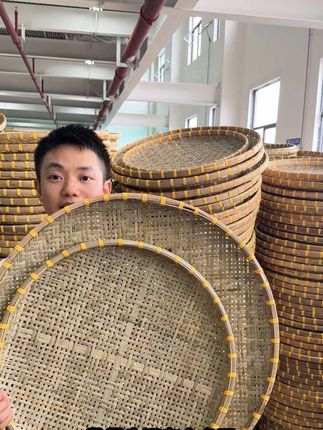 竹青编织的米筛晒盘一大一小真便宜#竹编手艺 #纯手工编制