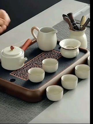 2025新款汝窑功夫茶具套装 泡茶壶盖碗茶杯茶盘办..#侧把壶 #茶具套装 #茶具好物推荐 #汝窑 #无限回购的宝藏单品