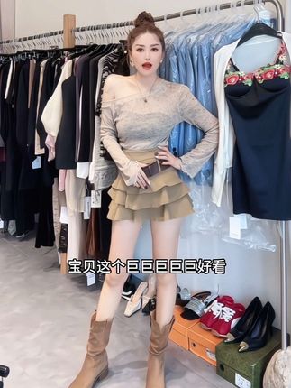 设计感时尚高腰显瘦荷叶边半身裙防走光短裙a字裙女百搭气质#高级感穿搭 #百搭显瘦 #穿出高级感 #美出新高度 #时髦穿搭