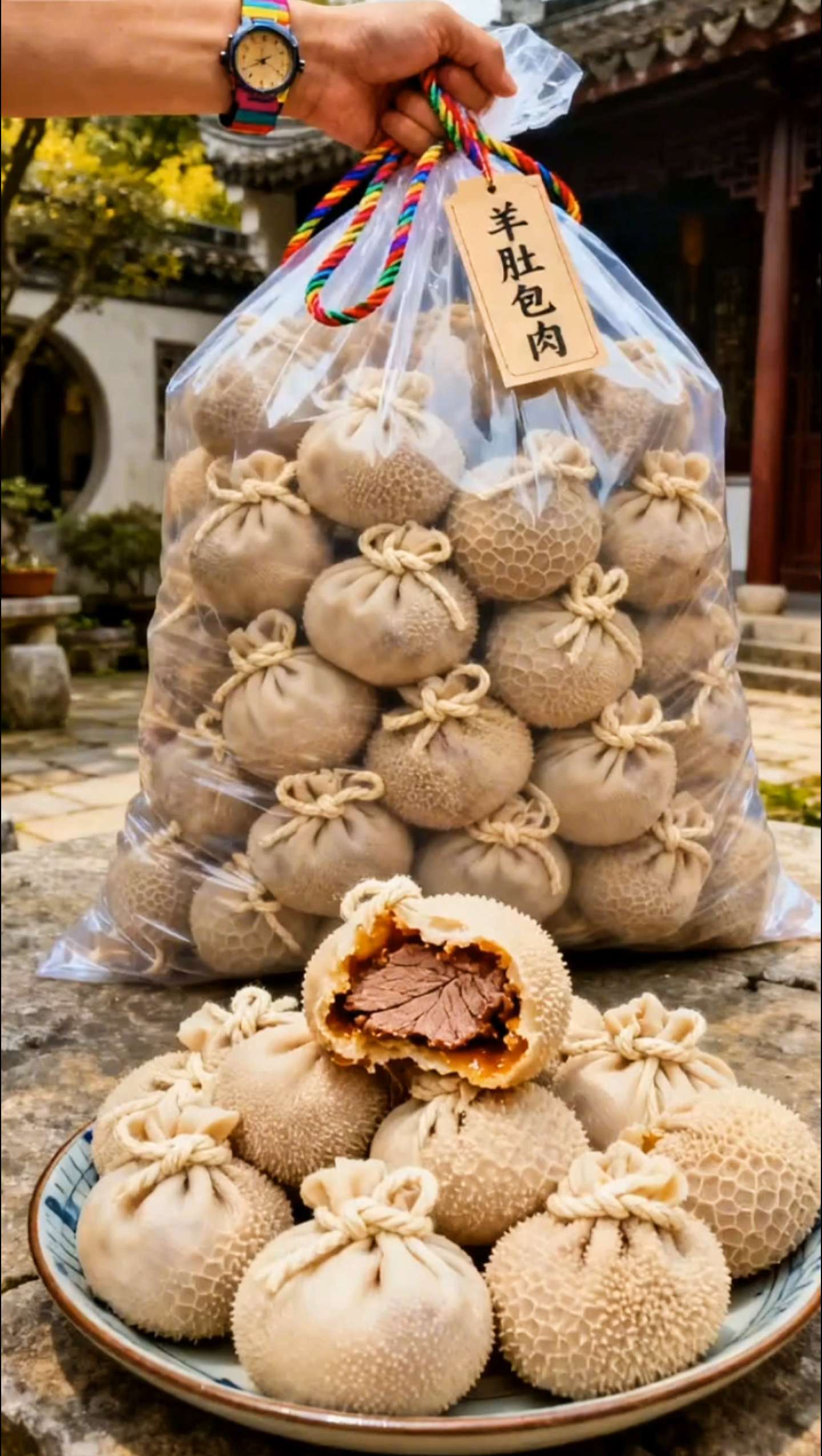 「鲜嫩多汁,一口爆汁」羊肚包肉来袭! 精选优质羊肚,包裹着鲜嫩入味的羊肉,咬一口,汁水横流,外皮Q弹,内馅软烂,草原风味浓郁,让人回味无穷! 无论是煮火锅还是卤着吃,都能让你大饱口福,肉食爱好者们千万不要错过!快来尝尝这道美食吧!🔥 #草原美食 #肉食狂欢 #美食推荐#羊肚包肉#肚包肉