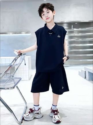 男童夏季无袖套装2025新款夏装中大儿童男孩夏款酷帅气时髦薄款潮