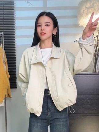 原版高级韩系立领工装外套女秋季港风休闲流行爆款夹克上衣2575#显瘦外套推荐 #时尚穿搭 #夹克上衣外套 #气质这一块拿捏死死的 #外套分享