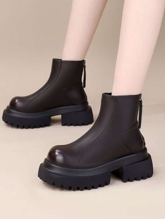 洋气切尔西靴女厚底复古港风秋冬马丁靴圆头加绒烟筒靴#女鞋穿搭 #时尚美鞋 #时尚百搭女鞋 #马丁靴