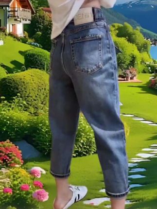 秋季新款时尚休闲八分高腰弹力哈伦老爹裤#早秋穿搭 #休闲减龄穿搭 #穿出自己的风格 #时尚穿搭 #谁穿谁好看