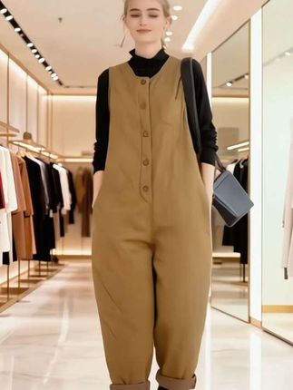 #加绒加厚背带棉裤#女士冬季外穿保暖连体裤#2025秋冬新款哈伦老爹裤#