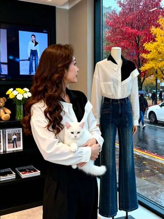 2025 早秋新款时尚洋气高级感假两件高领不规则设计感内搭打底衬衫上衣#高级感穿搭 #通勤搭配 #衬衫控 #今天穿什么 @抖加🔥上热门🔥dou+🔥热点宝 @Dou+流量推送