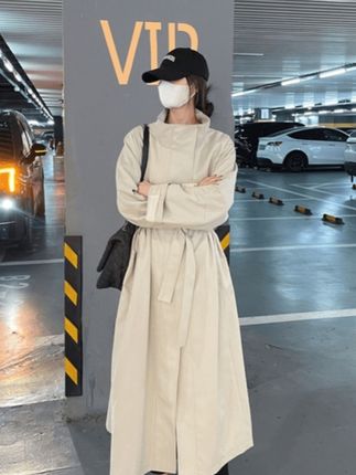 秋季慵懒风宽松风衣外套女新款高级垂感休闲中长款大衣F371#风衣穿搭 #慵懒风穿搭 #韩系穿搭 #温柔风穿搭 #秋冬穿搭