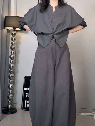 高级感气质韩系阔腿弯刀裤2025秋季新款时尚简约宽松显瘦休闲长裤 #阔腿裤女 #修饰腿型 #遮肉显瘦 #面料柔软舒适 #好穿又好搭
