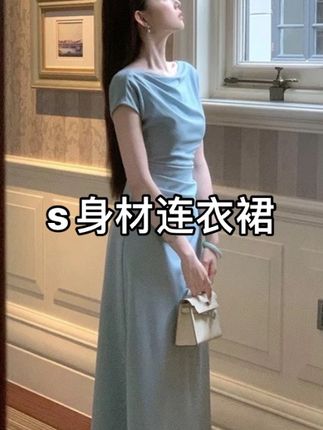 【清雅艺术生】气质知性简约斜肩连衣裙女夏季长短款裙子 8836#夏季#穿搭推荐 #好看连衣裙#