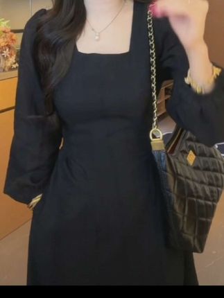 2025月夜黑复古休闲风极简风长裙方领高腰连衣裙女装秋季#好物推荐🔥 #方领长裙#高腰连衣裙#今日新款推荐@DOU+上热门 @DOU+小助手