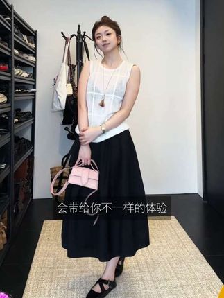 #Multi Math泡泡裙/四季可穿黑色显瘦减龄遮肉通勤高级花苞半身裙