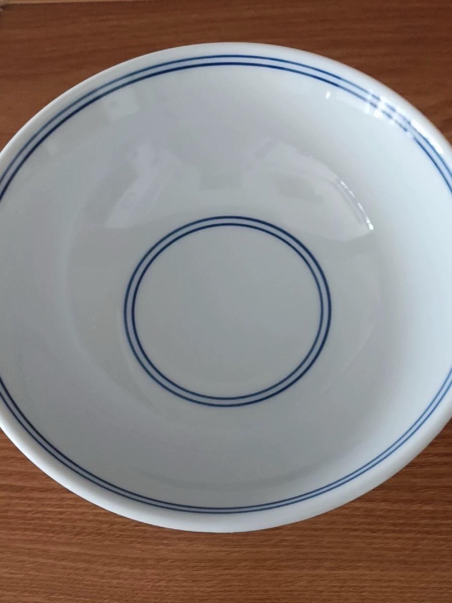 简约家用蓝边碗双线面碗汤碗高脚防烫菜碗