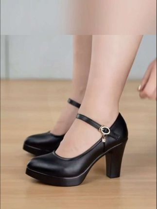 旗袍秀专用走秀高跟鞋女厚底防水台圆头舒适演出鞋粗跟工作鞋单鞋#软底软面穿上超舒服 #时尚洋气百搭,好穿不累脚#谁穿谁好看!