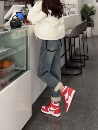 #哈伦牛仔裤 #早秋新款 #休闲裤 #直筒裤 #高腰牛仔裤