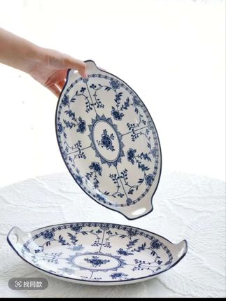 瓷县令13英寸跹枝双耳鱼盘家用釉下彩陶瓷菜盘高级感青花国风陶瓷#好物推荐🔥 #双耳鱼盘#陶瓷菜盘 #青花国风陶瓷@DOU+小助手