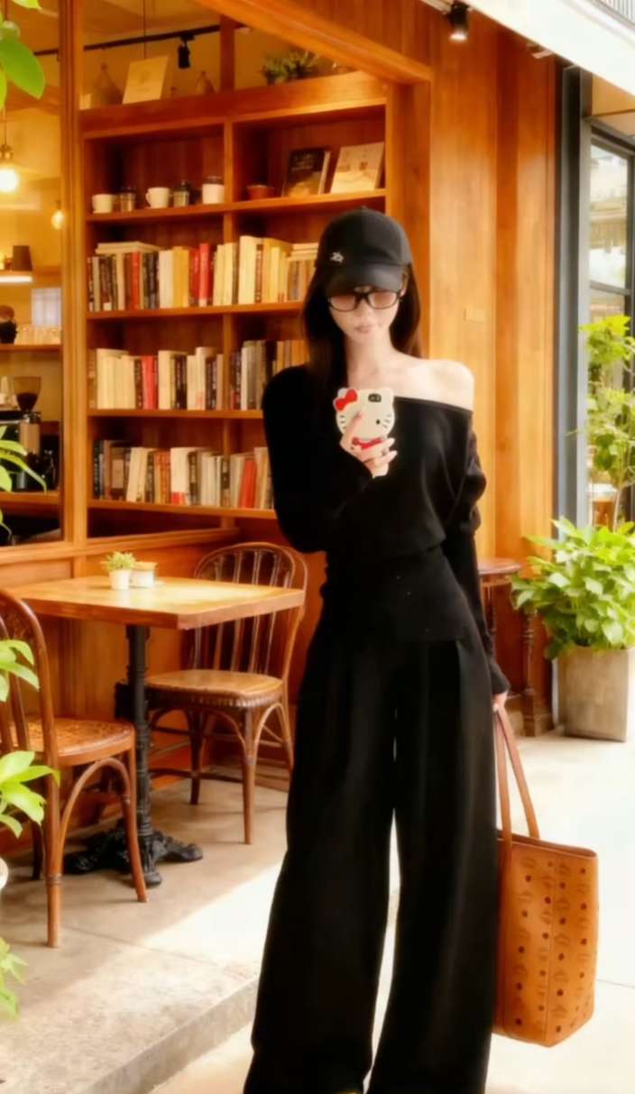 一整套ootd穿搭韩系小香风显瘦气质黑色针织上衣阔腿裤套装女秋季#穿出高级感 #这个秋天被琥珀系治愈了 #秋冬穿搭新鲜感在线 #早秋才是甜妹的主场 #被秋日氛围感穿搭拿捏了 @抖音小助手 @图文带货帮扶中心