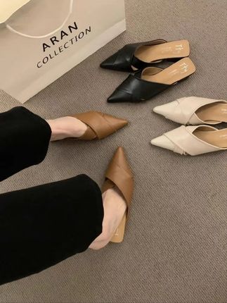 #好穿不累脚 #尖头半拖鞋 #包头凉拖 #后空凉鞋 #啄木鸟凉拖鞋女