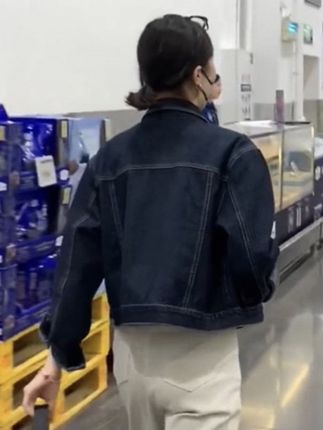 2025春季新款韩版复古短款宽松夹克上衣慵懒风黑蓝色牛仔外套女装#梨形身材穿搭 #牛仔裤穿搭 #慵懒风穿搭 #小个子穿搭 #时髦穿搭