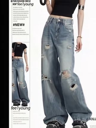 时尚个性破洞牛仔裤#时尚潮流裤子#酷飒时尚牛仔#好看的牛仔裤怎么会嫌多