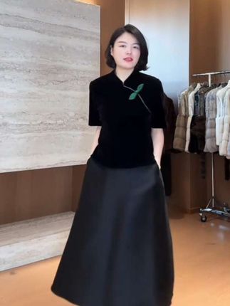 TANTAN气质显瘦新中式立领时尚短袖上衣2843#显瘦显高显气质