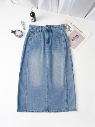 中长裙后开叉夏季新款薄款A字牛仔半身裙女#夏季穿搭 #夏天该有的样子 #初夏的味道 #夏日必备 #女装