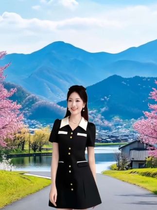 小香风连衣裙2025新款夏季女高级轻奢修身v领显瘦短款气质裙D0832#优雅气质 #谁穿谁美 #谁穿谁好看不分年龄段