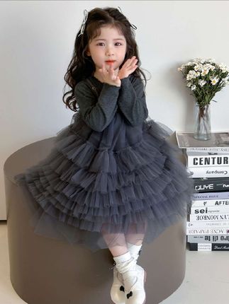 女童洋气连衣裙网纱蓬蓬裙秋装儿童打底衫连衣裙两件套小童公主衫#儿童公主裙 #女童洋气服装推荐 #女童公主裙推荐 #女童蓬蓬裙 #女童穿搭