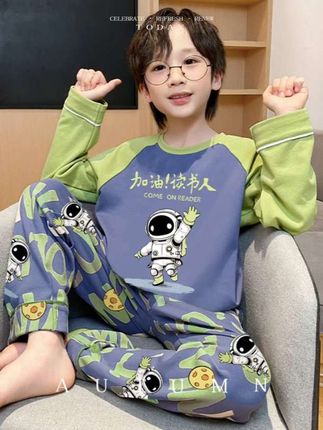 男童睡衣纯棉款长袖春秋季男孩学生宝宝卡通动漫儿童中大童家居服