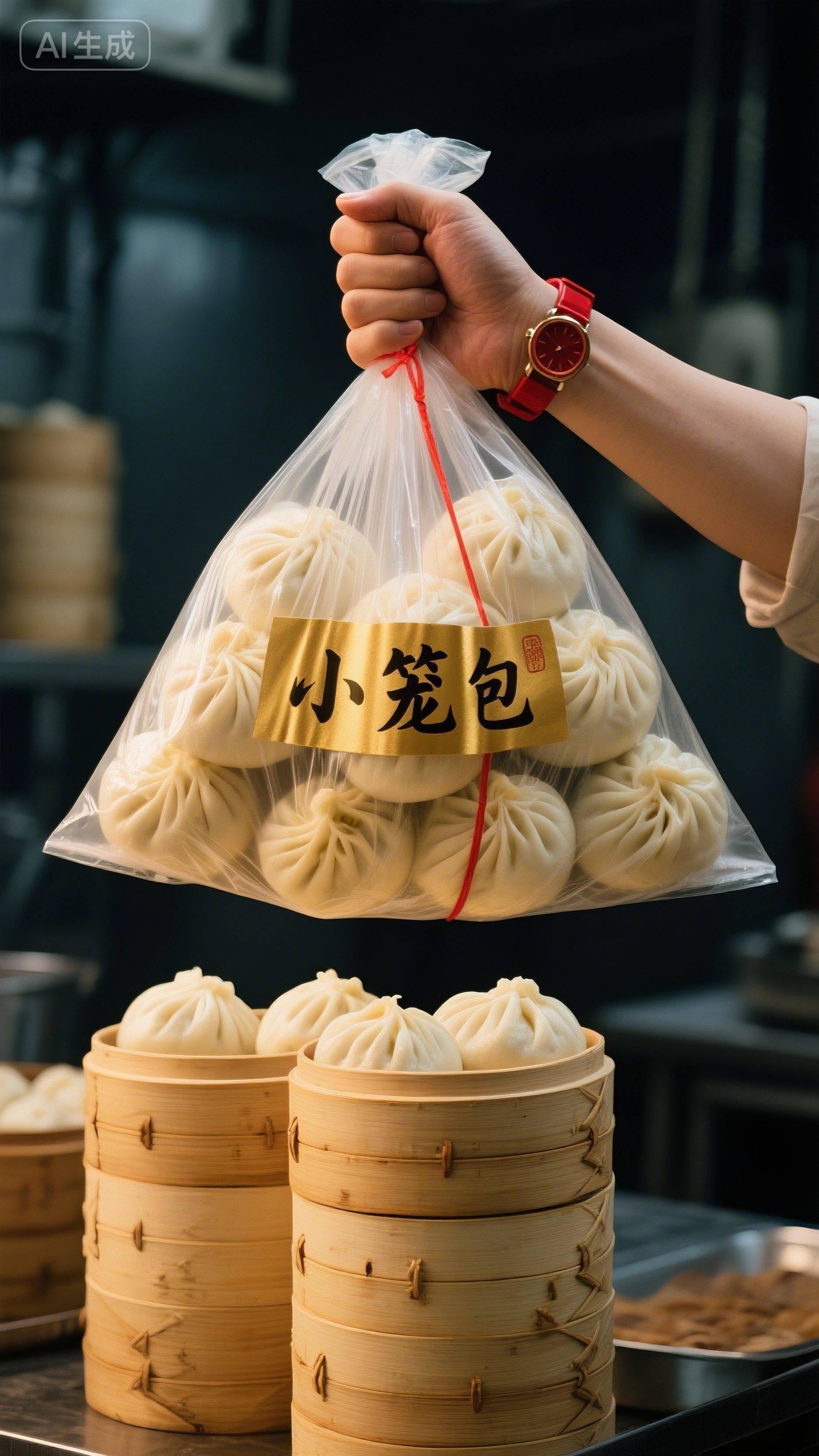 到手100个猪肉大葱小笼包速冻速食包子蒸包鸡肉400g/袋*5袋