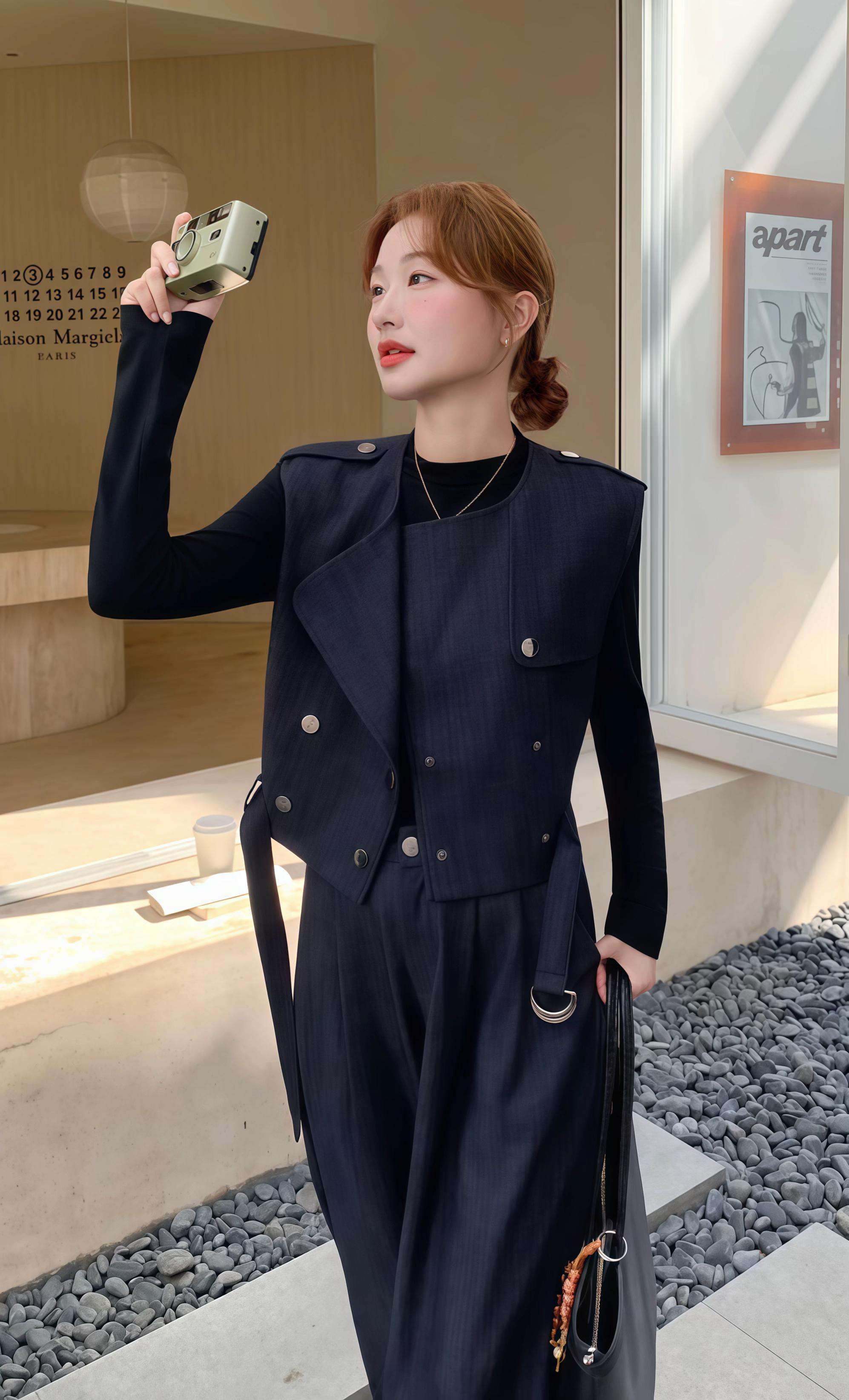 2025秋季新款复古老钱风双排扣马甲+阔腿裤套装#跟着Winter学少女感老钱风 #早秋穿搭三分钟出门不是梦 #早秋秀场抄作业告别路人感 #通勤穿搭万能配色公式 #早秋冷冽又随性的气质穿搭